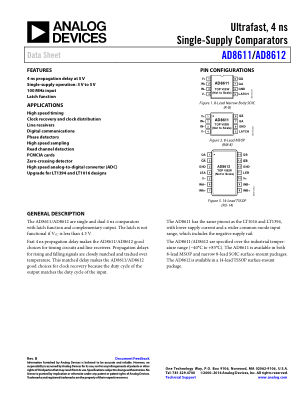 AD8611 datasheet cover page