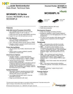 MC9S08FL16 datasheet cover page