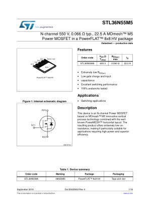 STL36N55M5 数据手册首页