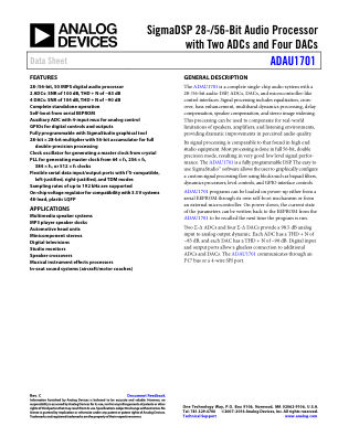 ADAU1701 datasheet cover page