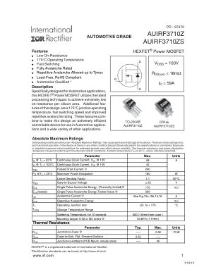 AUIRF3710Z datasheet cover page