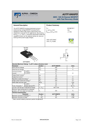 AOTF10N50FD datasheet cover page