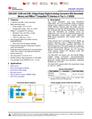 DAC53401 datasheet cover page