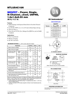 NTLUS4C16N 数据手册首页