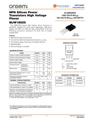 MJW18020 datasheet cover page