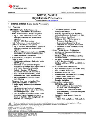 DM3730 datasheet cover page