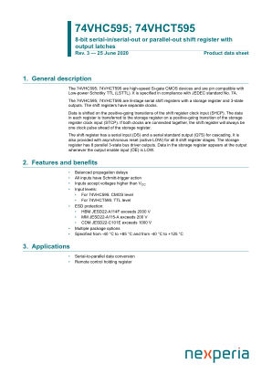 74VHC595PW118 datasheet cover page