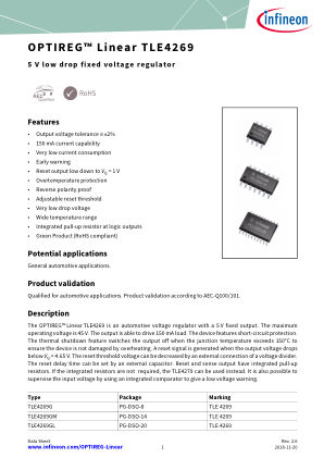 TLE4269 datasheet cover page