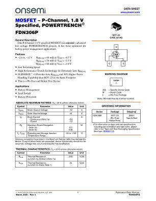 FDN306P datasheet cover page