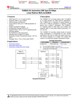 TUSB521-Q1 数据手册首页