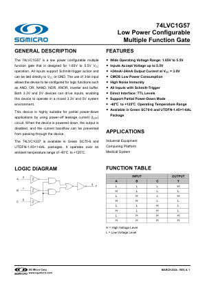 74LVC1G57 datasheet cover page