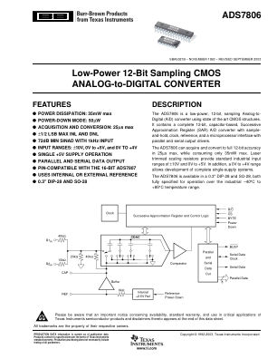 ADS7806 datasheet cover page