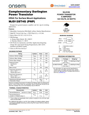 MJD128 datasheet cover page