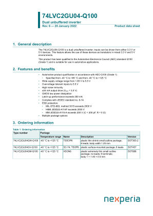 74LVC2GU04GV-Q100125 datasheet cover page