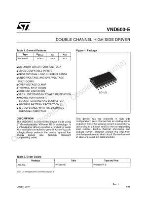 VND600-E datasheet cover page
