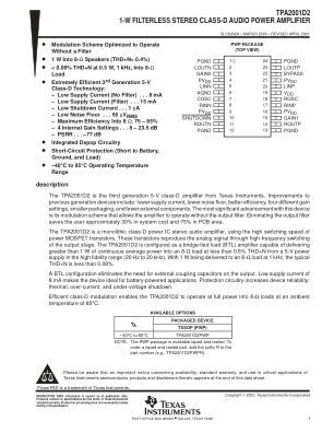 TPA2001D2 数据手册首页