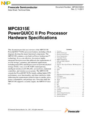 MPC8315EEC datasheet cover page
