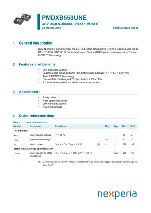 PMDXB550UNE datasheet cover page