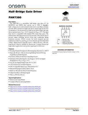 FAN7380 datasheet cover page