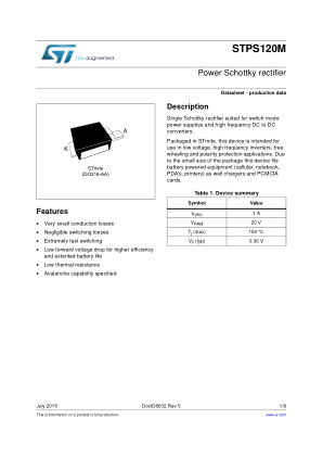 STPS120M datasheet cover page