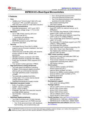 MSPM33C321A datasheet cover page