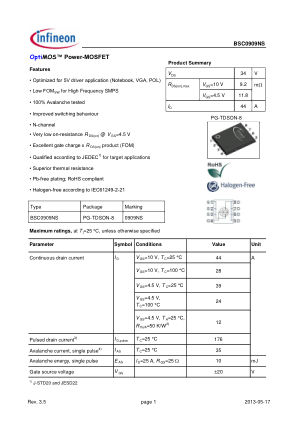 BSC0909NS 数据手册首页