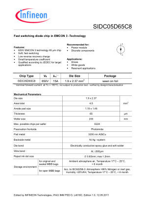 SIDC05D65C8 数据手册首页