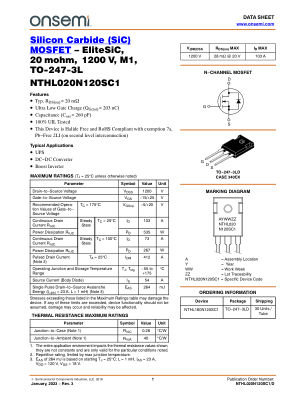 NTHL020N120SC1 datasheet cover page