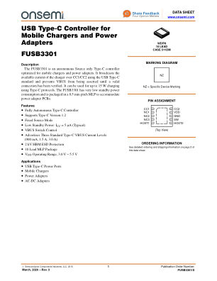 FUSB3301 datasheet cover page