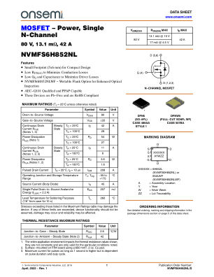 NVMFS6H852NL datasheet cover page
