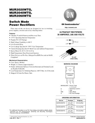 MUR3020WT datasheet cover page