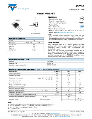 IRF530 datasheet cover page