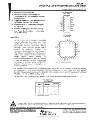 SN55LBC174 数据手册首页