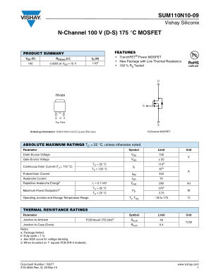 SUM110N1 数据手册首页