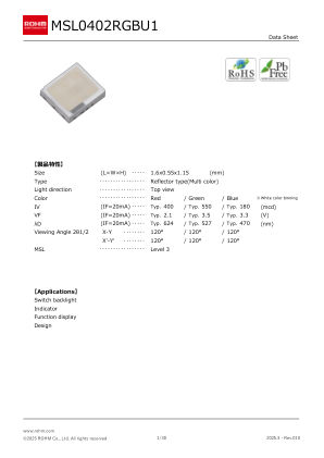 MSL0402RGBU 数据手册首页
