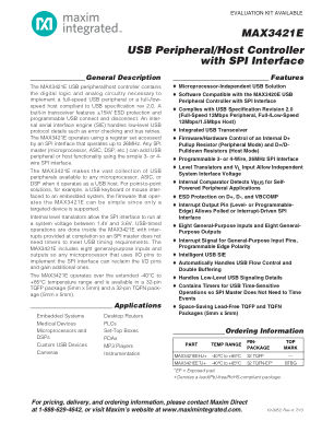 MAX3421E datasheet cover page