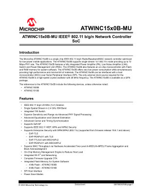 ATWINC1510B-MU-Y 数据手册首页