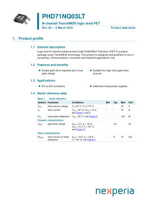 PHD71NQ03LT datasheet cover page