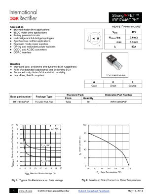 IRFI7446GPBF datasheet cover page