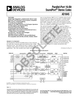 AD1845 datasheet cover page