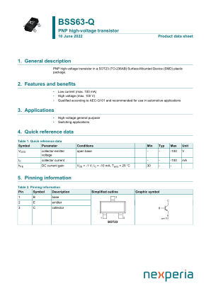 BSS63-QR datasheet cover page