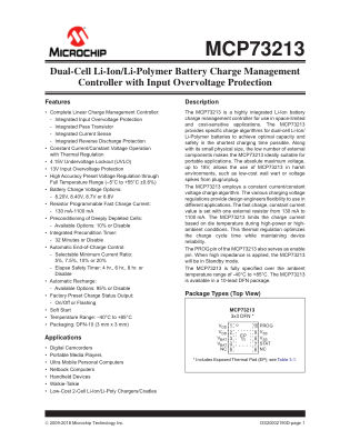 MCP73213T-A6SI datasheet cover page