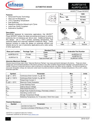 AUIRFS4115TRL 数据手册首页