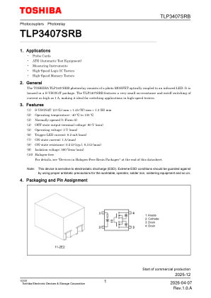 TLP3407SRB datasheet cover page