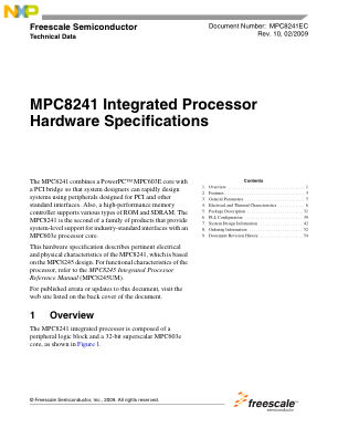 MPC8241EC datasheet cover page