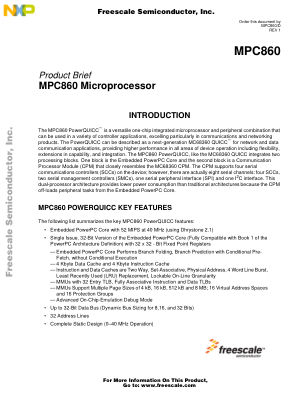 MPC860 数据手册首页