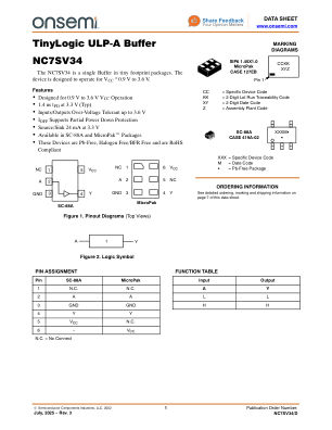 NC7SV34 数据手册首页