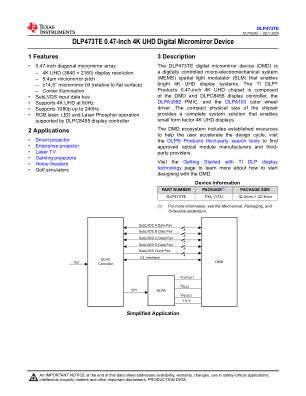 DLP473TE datasheet cover page