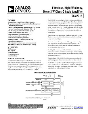 SSM2315 数据手册首页