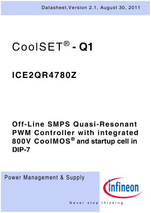 ICE2QR4780Z 数据手册首页
